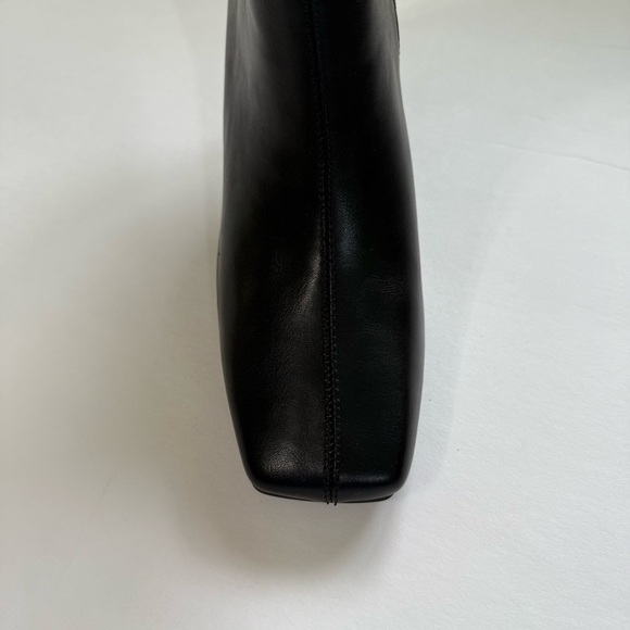 New Coutgo black knee high leather boots square toe kitten heel size 8.5 - Picture 7 of 13